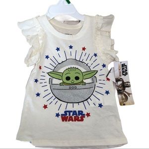 Star Wars Yoda  girls 2T ruffled sleeve Top